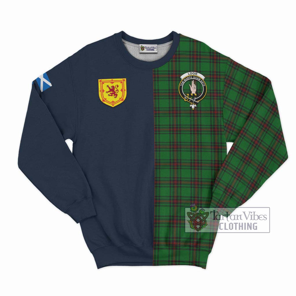 Logie Tartan Sweatshirt Alba with Scottish Lion Royal Arm Half Style Unisex - Tartan Vibes Clothing