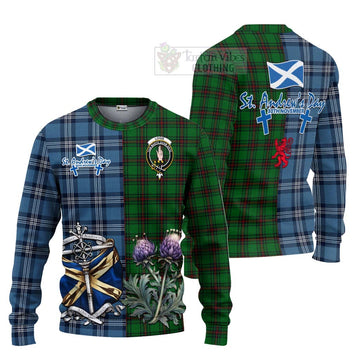 Logie Tartan Knitted Sweater Happy St. Andrew's Day Half Tartan Style Unisex - Tartan Vibes Clothing