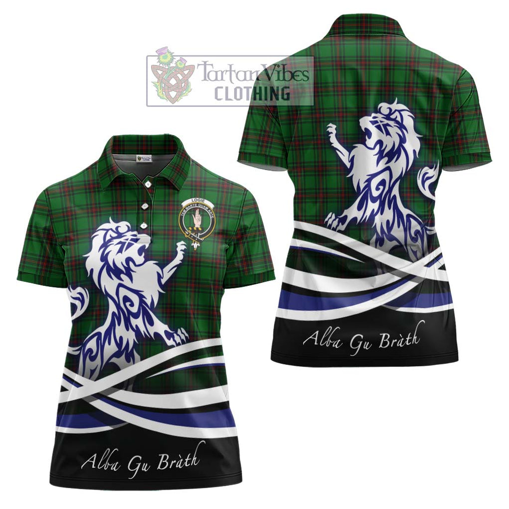 Logie Tartan Women's Polo Shirt with Alba Gu Brath Regal Lion Emblem Women - Tartan Vibes Clothing