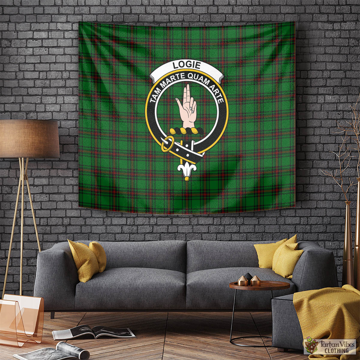 Logie Tartan Tapestry Wall Hanging and Home Decor for Room with Family Crest Tapestry - Tartan Vibes Clothing