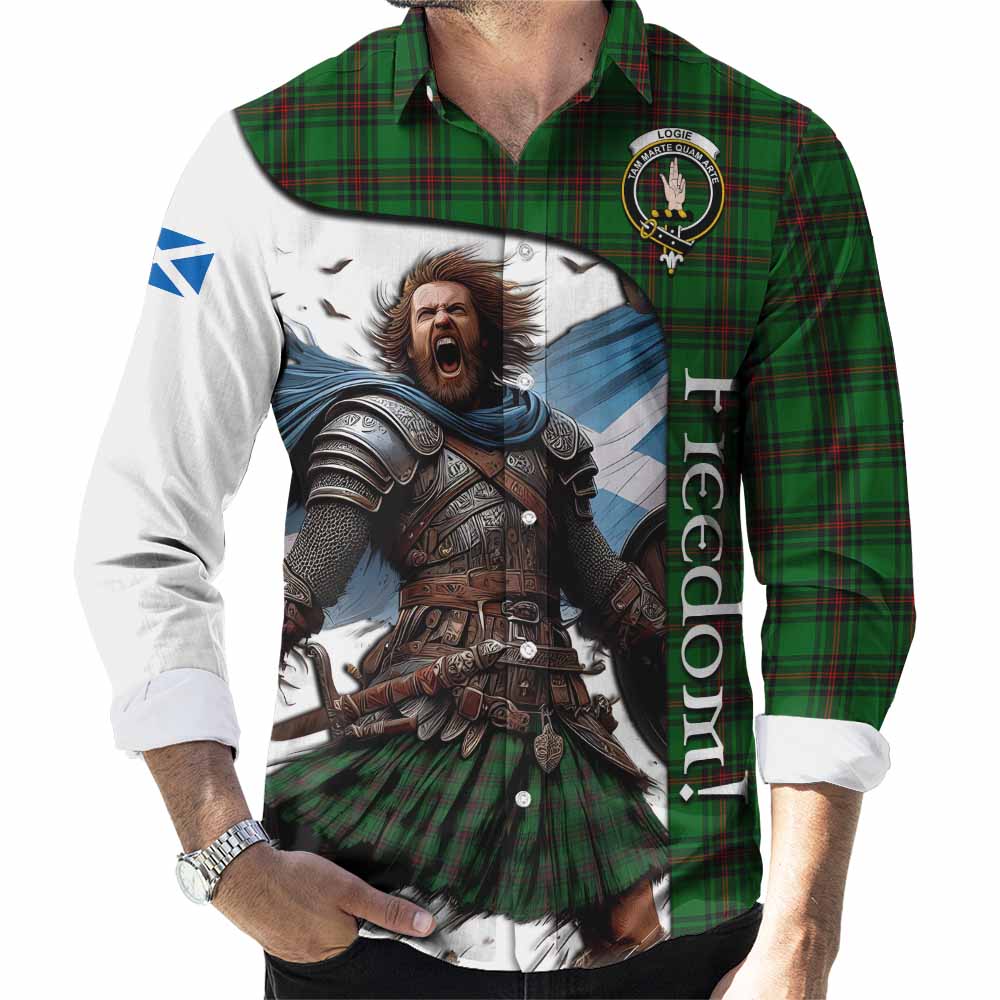 Logie Crest Tartan Long Sleeve Button Shirt Inspired by the Freedom of Scottish Warrior Men's Shirt S - Tartan Vibes Clothing