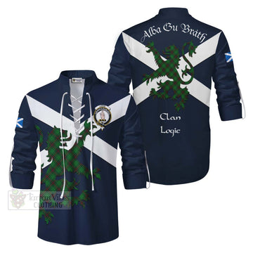 Logie Tartan Lion Rampant Ghillie Kilt Shirt Proudly Display Your Heritage with Alba Gu Brath and Clan Name Men - Tartan Vibes Clothing