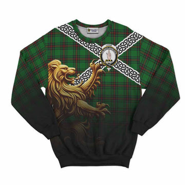 Logie Crest Tartan Sweatshirt with Golden Lion Emblem Celtic Style Unisex - Tartan Vibes Clothing