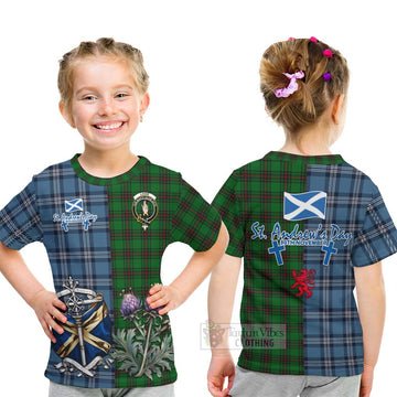 Logie Tartan Kid T-Shirt Happy St. Andrew's Day Half Tartan Style - Tartan Vibes Clothing