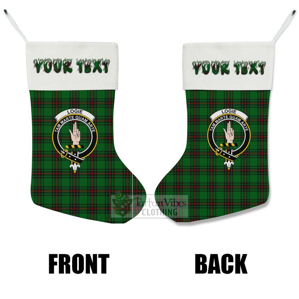 Logie Tartan Family Crest Christmas Stocking with Personalized Text - Tartan Vibes Clothing