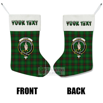 Logie Tartan Family Crest Christmas Stocking with Personalized Text - Tartan Vibes Clothing
