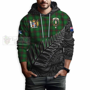 Logie Crest Tartan Hoodie with New Zealand Silver Fern Half Style - Tartan Vibes Clothing