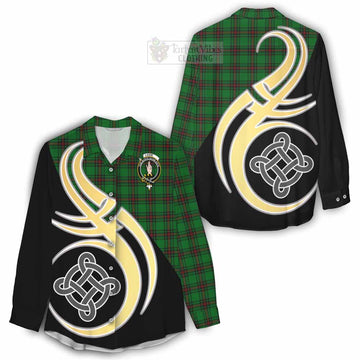 Logie Tartan Women's Casual Shirt with Family Crest and Celtic Symbol Style - Tartan Vibes Clothing