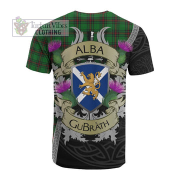 Tartan Vibes Clothing Logie Tartan Family Crest Cotton T-shirt Lion Rampant Royal Thistle Shield Celtic Inspired