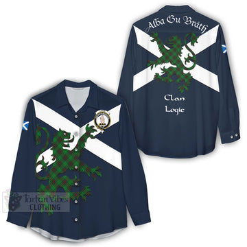 Logie Tartan Lion Rampant Women's Casual Shirt Proudly Display Your Heritage with Alba Gu Brath and Clan Name - Tartan Vibes Clothing