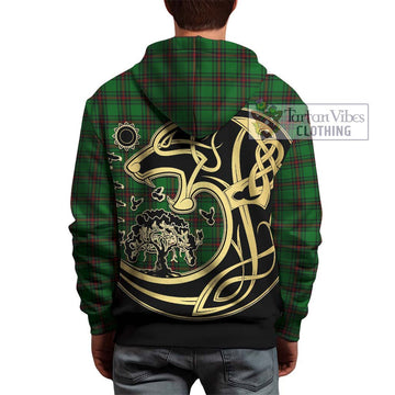 Logie Tartan Hoodie with Family Crest Celtic Wolf Style - Tartan Vibes Clothing