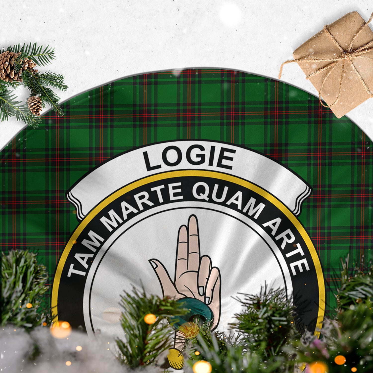 Logie Tartan Christmas Tree Skirt with Family Crest - Tartan Vibes Clothing