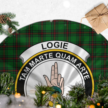 Logie Tartan Christmas Tree Skirt with Family Crest