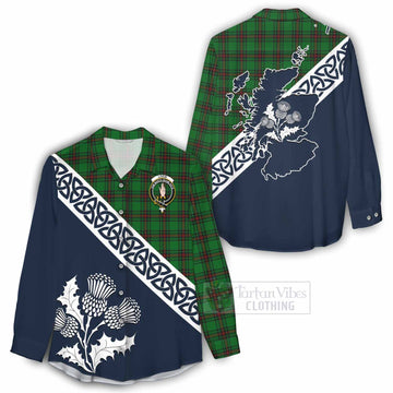 Logie Tartan Women's Casual Shirt Featuring Thistle and Scotland Map - Tartan Vibes Clothing