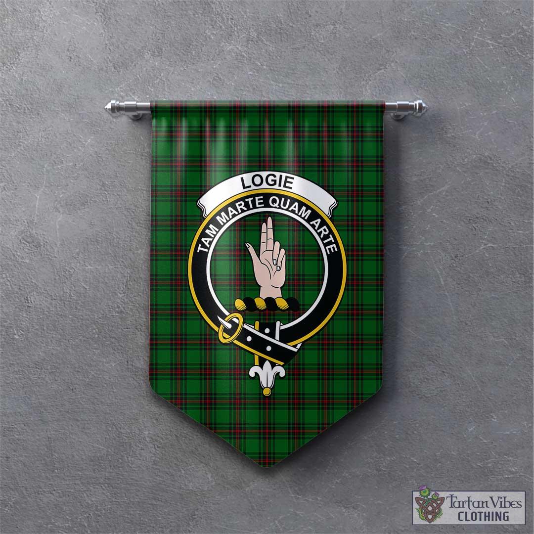 Logie Tartan Gonfalon, Tartan Banner with Family Crest - Tartan Vibes Clothing