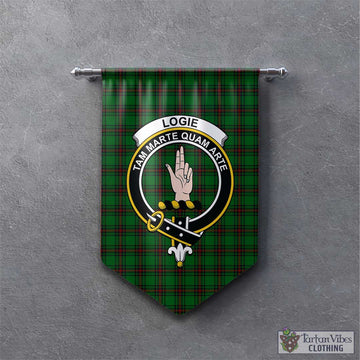Logie Tartan Gonfalon, Tartan Banner with Family Crest - Tartan Vibes Clothing