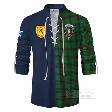 Logie Tartan Ghillie Kilt Shirt Alba with Scottish Lion Royal Arm Half Style - Tartan Vibes Clothing