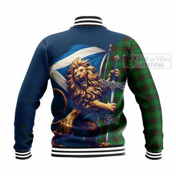 Logie Tartan Family Crest Baseball Jacket with Scottish Majestic Lion - Tartan Vibes Clothing