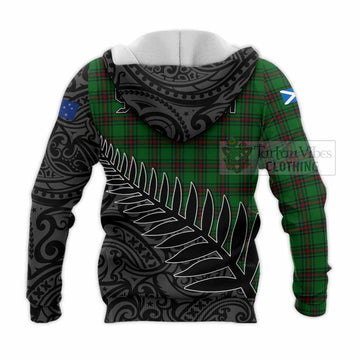 Logie Crest Tartan Knitted Hoodie with New Zealand Silver Fern Half Style - Tartan Vibes Clothing
