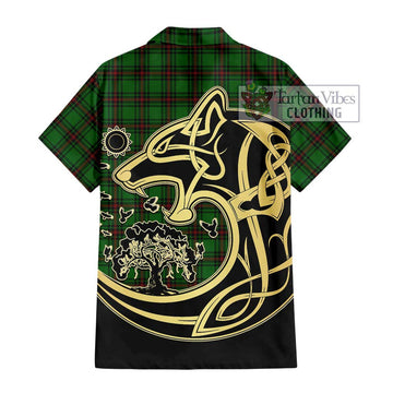 Logie Tartan Hawaiian Shirt with Family Crest Celtic Wolf Style - Tartan Vibes Clothing