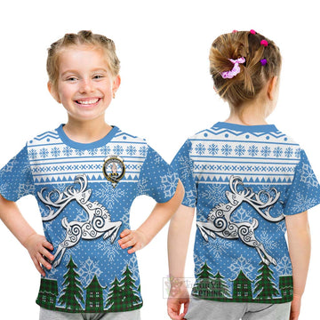 Logie Clan Christmas Kid T-Shirt Celtic Reindeer Style