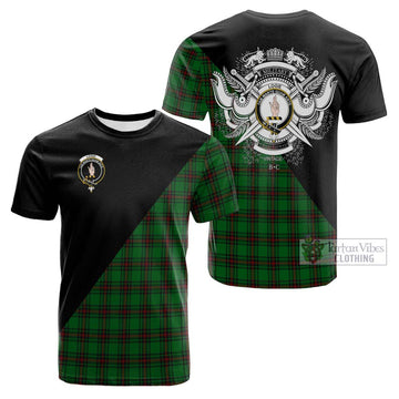 Tartan Vibes Clothing Logie Tartan Cotton T-shirt with Family Crest and Military Logo Style
