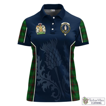 Logie Tartan Women's Polo Shirt with Family Crest and Scottish Thistle Vibes Sport Style