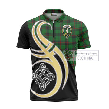 Logie Tartan Zipper Polo Shirt with Family Crest and Celtic Symbol Style - Tartan Vibes Clothing