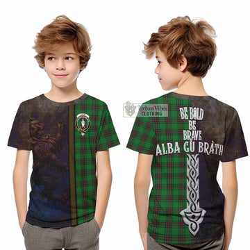 Logie Tartan Family Crest Kid T-Shirt Alba Gu Brath Be Brave Lion Ancient Style