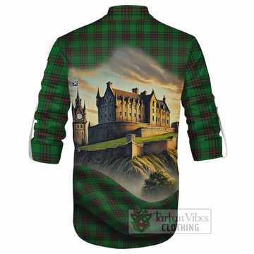 Logie Tartan Family Crest Ghillie Kilt Shirt with Scottish Ancient Castle Style - Tartan Vibes Clothing