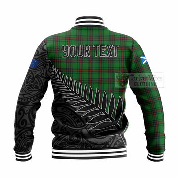 Logie Crest Tartan Baseball Jacket with New Zealand Silver Fern Half Style - Tartan Vibes Clothing
