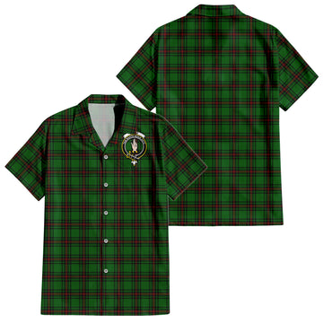 Logie Tartan Short Sleeve Button Down Shirt with Family Crest