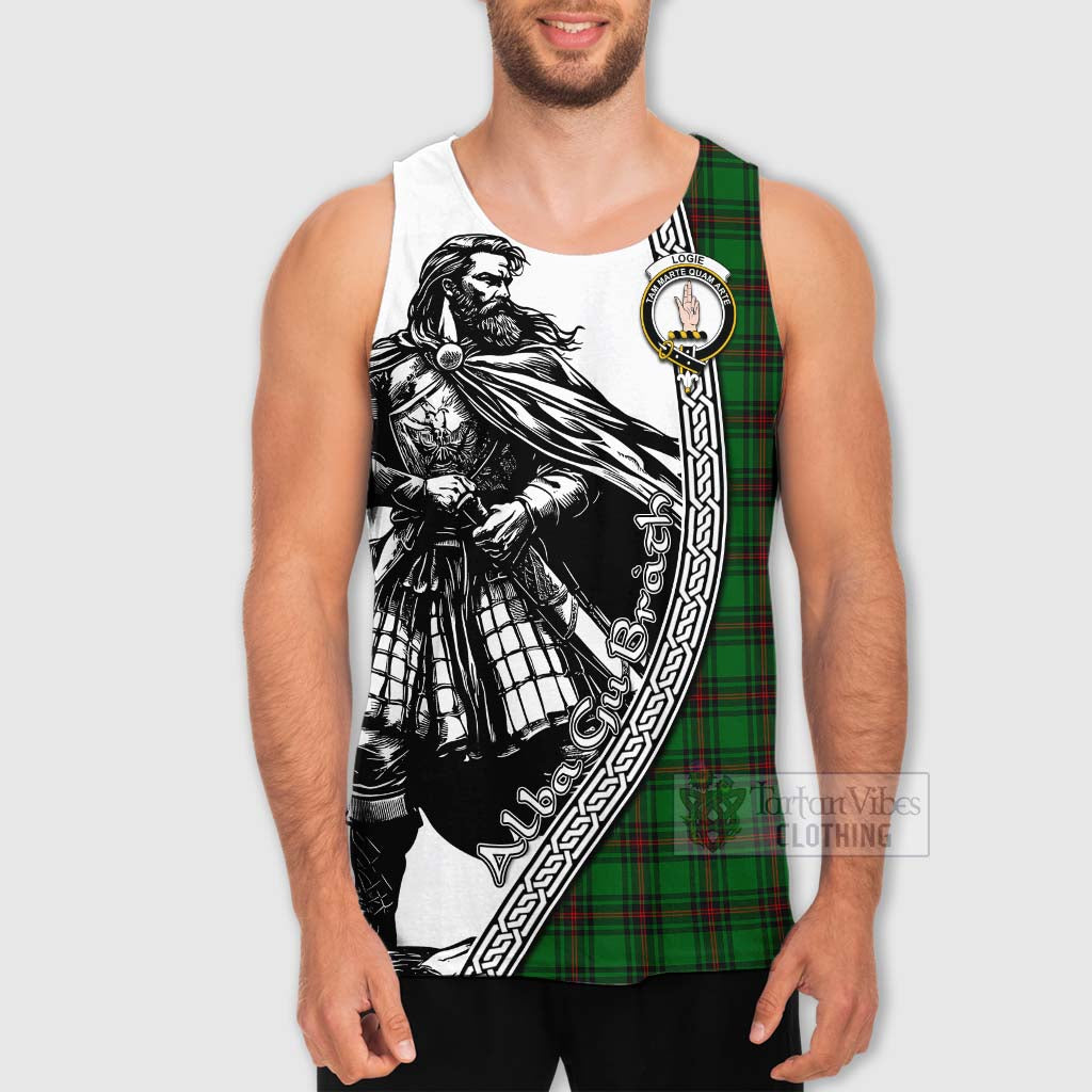 Logie Tartan Clan Crest Men's Tank Top with Highlander Warrior Celtic Style - Tartan Vibes Clothing