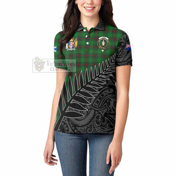 Logie Crest Tartan Women's Polo Shirt with New Zealand Silver Fern Half Style - Tartan Vibes Clothing
