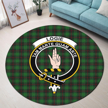 Logie Tartan Round Rug with Family Crest - Tartan Vibes Clothing