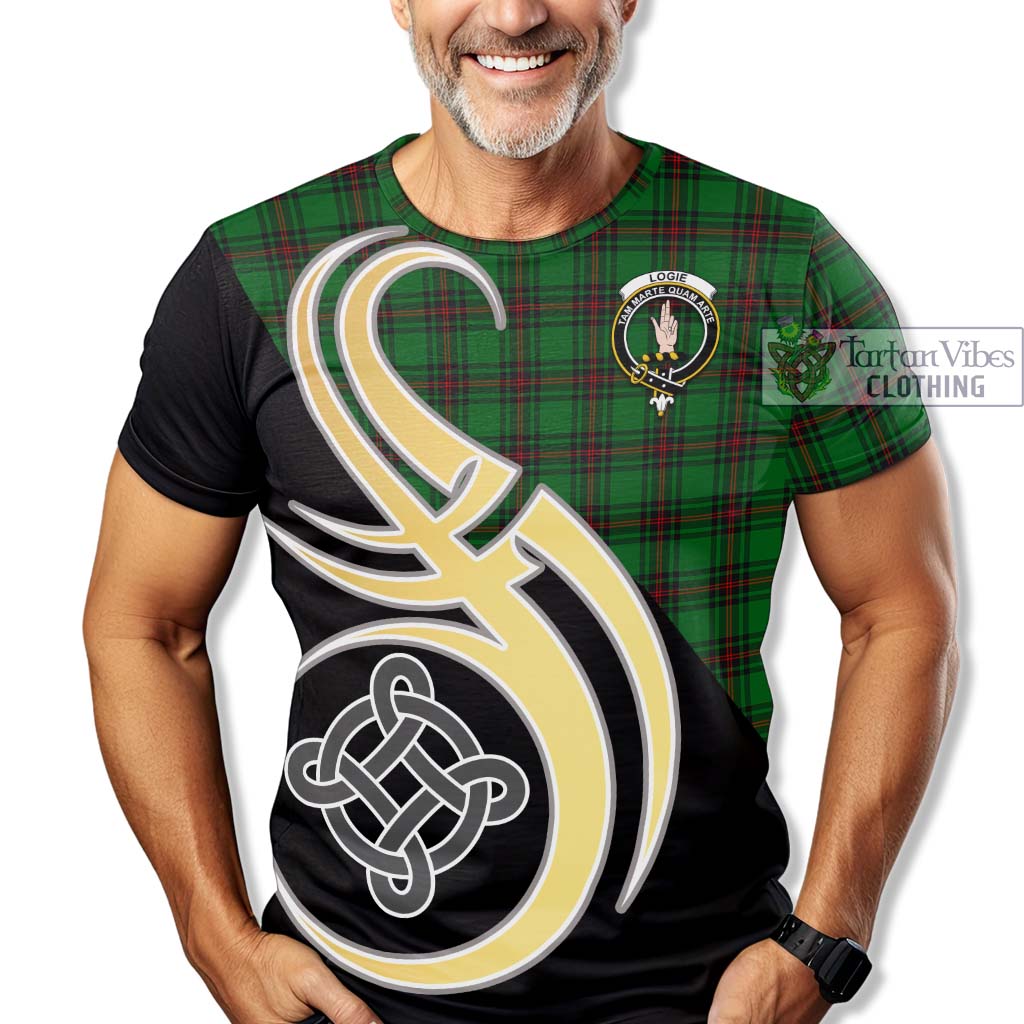 Logie Tartan T-Shirt with Family Crest and Celtic Symbol Style - Tartan Vibes Clothing