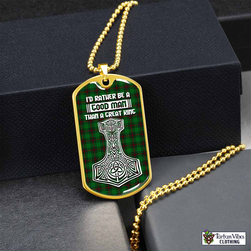 Logie Tartan Dog Tag Necklace Viking Mjolnir Style Gold No - Tartan Vibes Clothing
