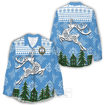 Logie Clan Christmas Women's Casual Shirt Celtic Reindeer Style - Tartan Vibes Clothing