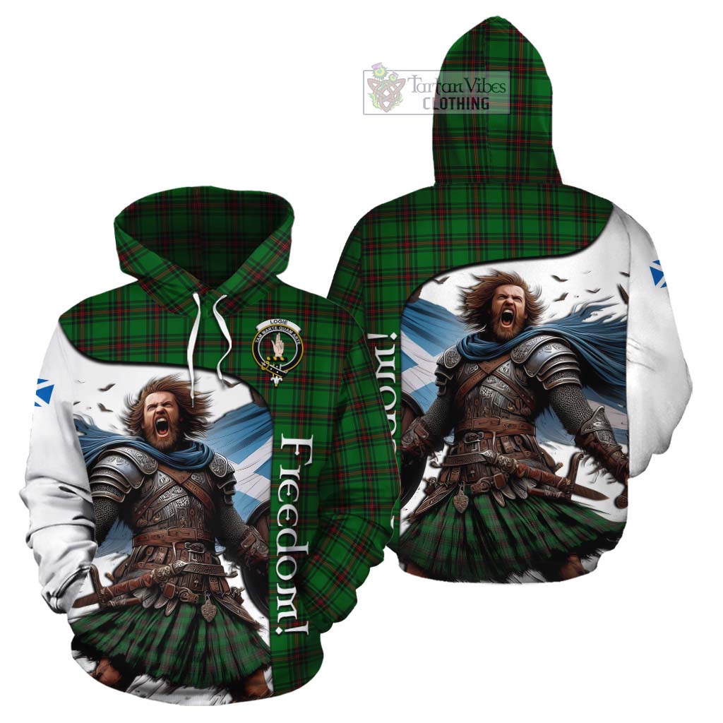 Tartan Vibes Clothing Logie Crest Tartan Cotton Hoodie Inspired by the Freedom of Scottish Warrior