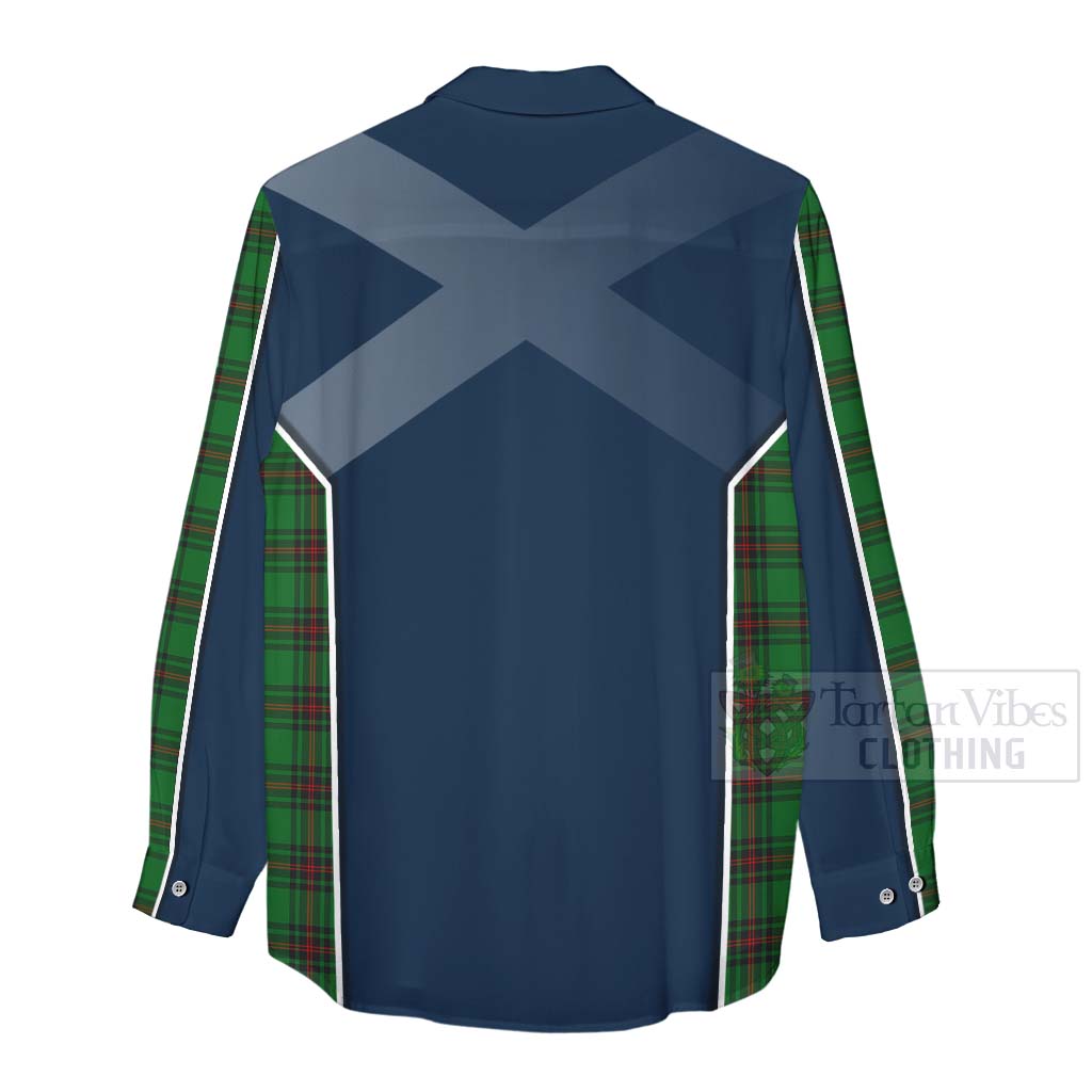 Tartan Vibes Clothing Logie Tartan Women's Casual Shirt with Family Crest and Scottish Thistle Vibes Sport Style