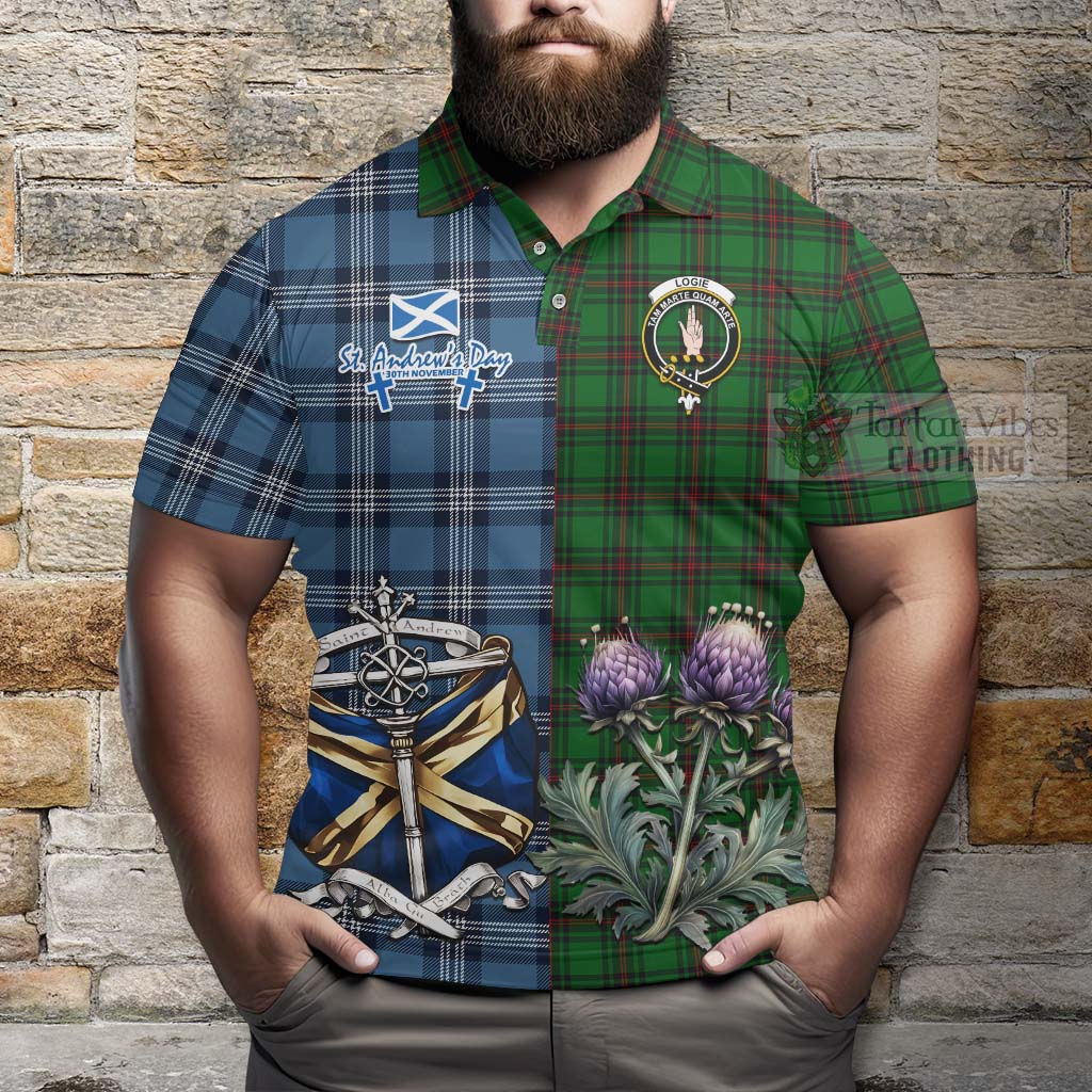 Logie Tartan Polo Shirt Happy St. Andrew's Day Half Tartan Style - Tartan Vibes Clothing