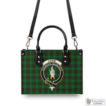 Logie Tartan Luxury Leather Handbags with Family Crest - Tartan Vibes Clothing