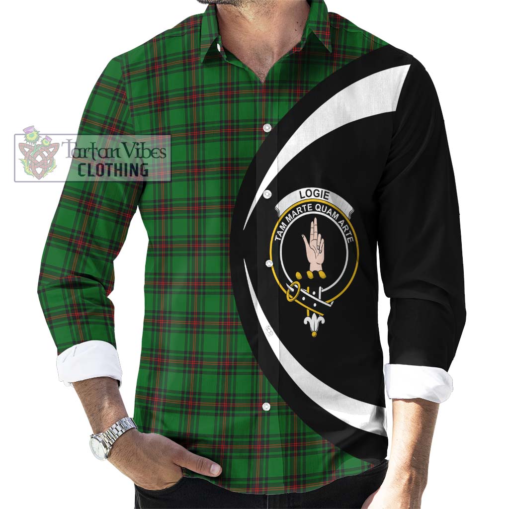 Logie Tartan Long Sleeve Button Up with Family Crest Circle Style - Tartan Vibes Clothing