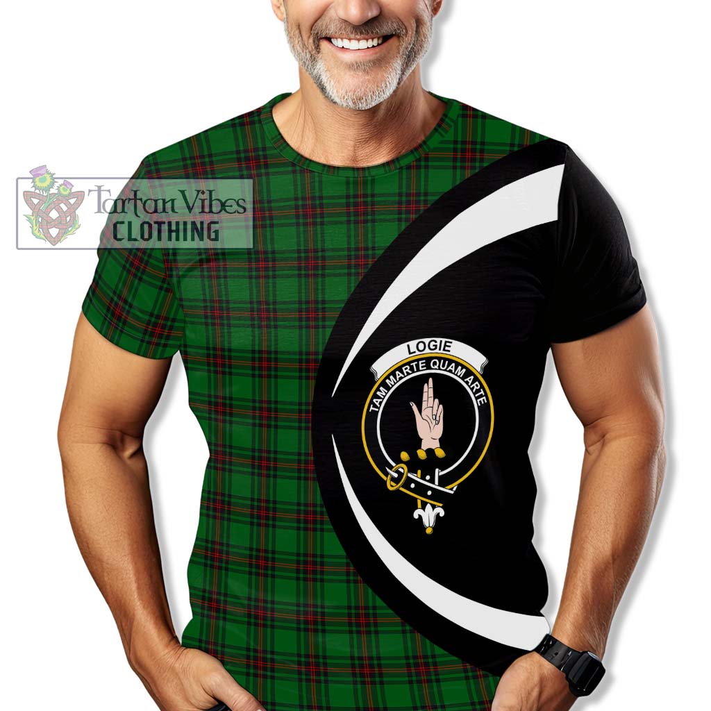 Logie Tartan T-Shirt with Family Crest Circle Style - Tartan Vibes Clothing