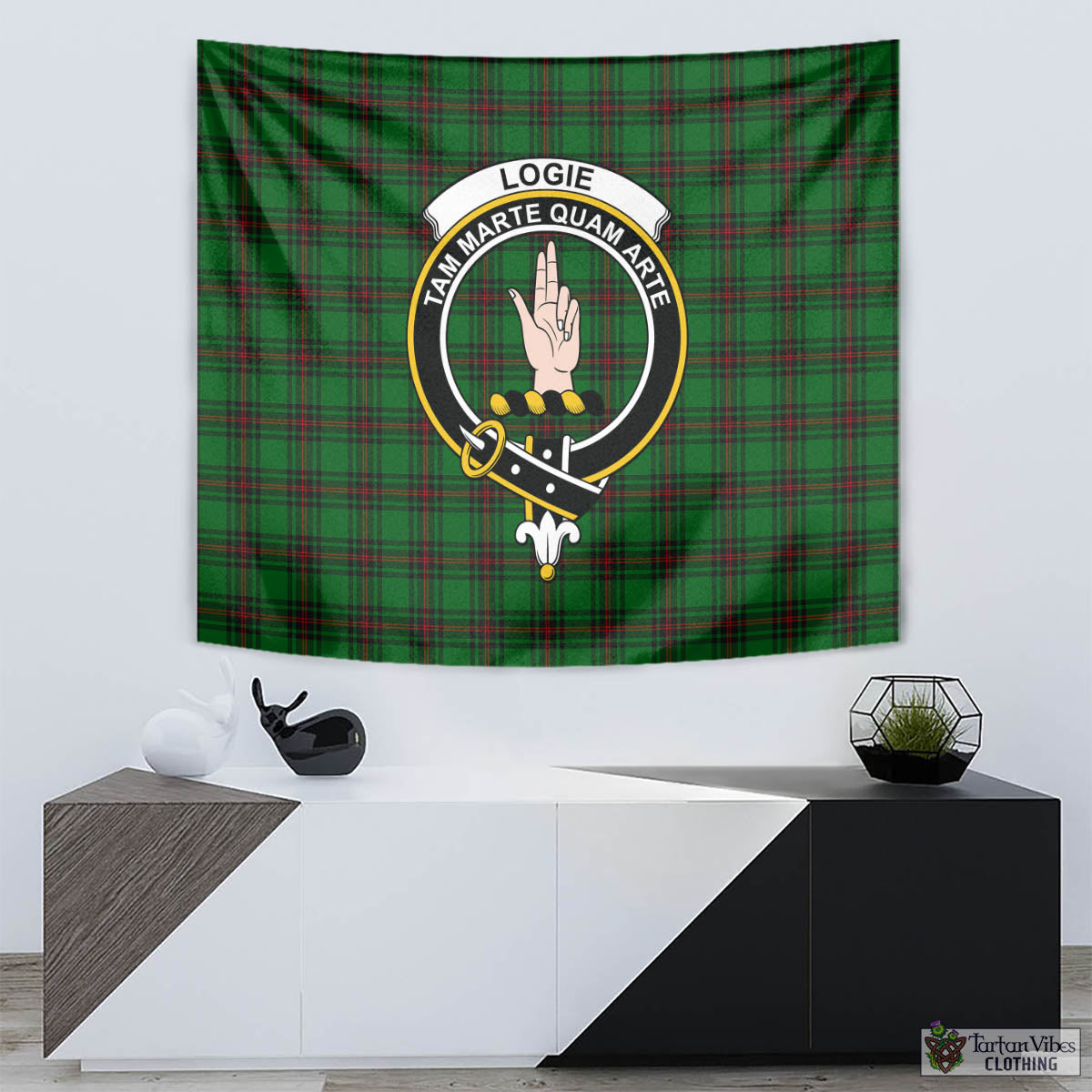 Logie Tartan Tapestry Wall Hanging and Home Decor for Room with Family Crest - Tartan Vibes Clothing