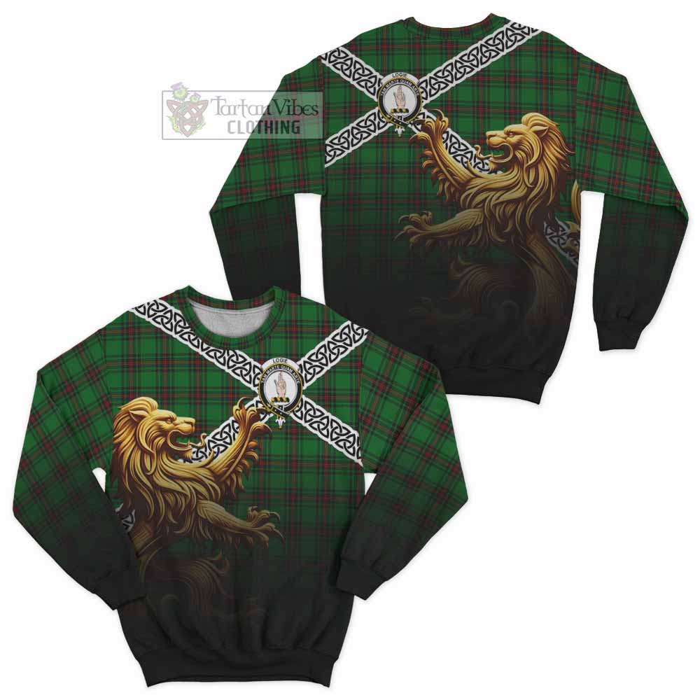 Logie Crest Tartan Sweatshirt with Golden Lion Emblem Celtic Style - Tartan Vibes Clothing