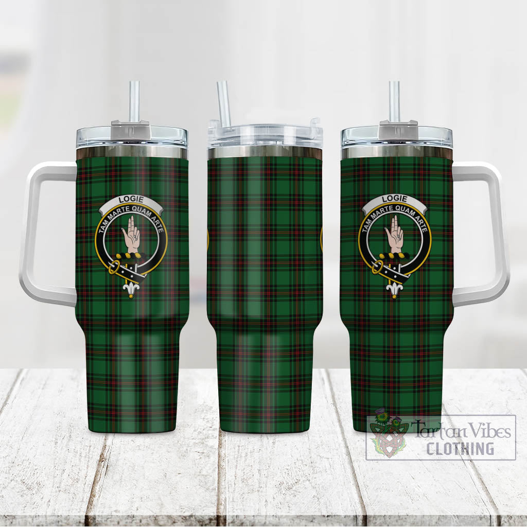 Logie Tartan Tumbler with Handle with Family Crest - Tartan Vibes Clothing