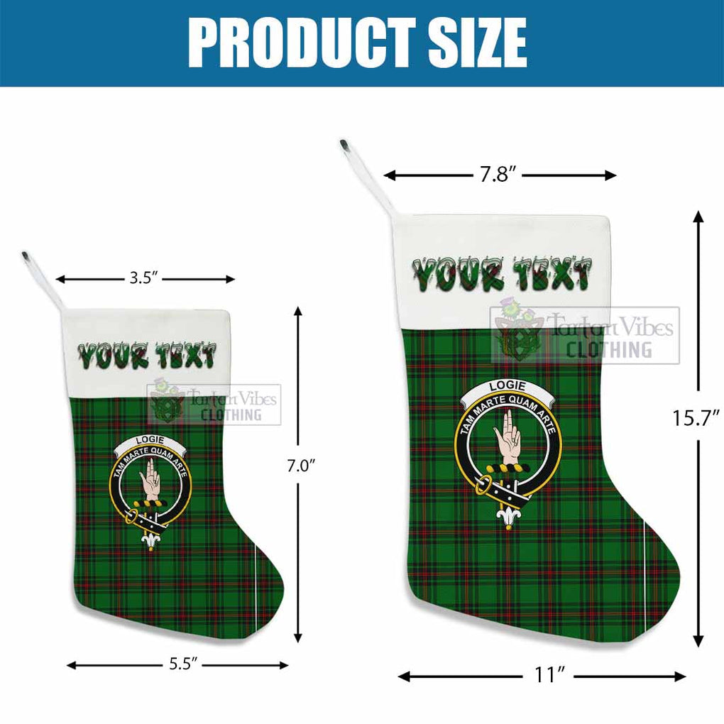 Logie Tartan Family Crest Christmas Stocking with Personalized Text - Tartan Vibes Clothing