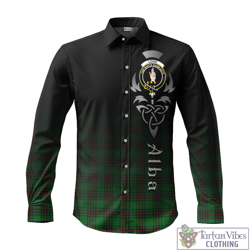 Logie Tartan Long Sleeve Button Up Featuring Alba Gu Brath Family Crest Celtic Inspired - Tartan Vibes Clothing