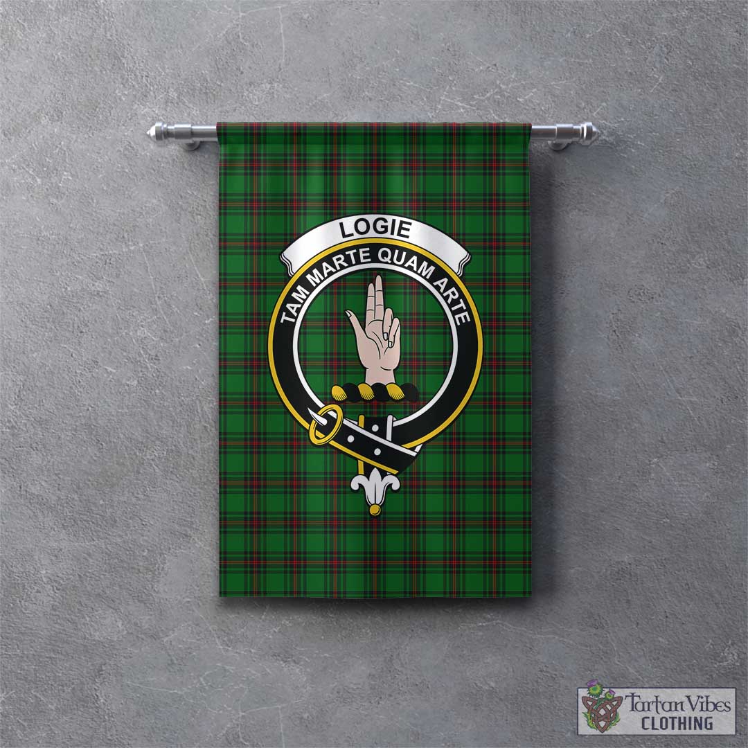 Logie Tartan Gonfalon, Tartan Banner with Family Crest - Tartan Vibes Clothing